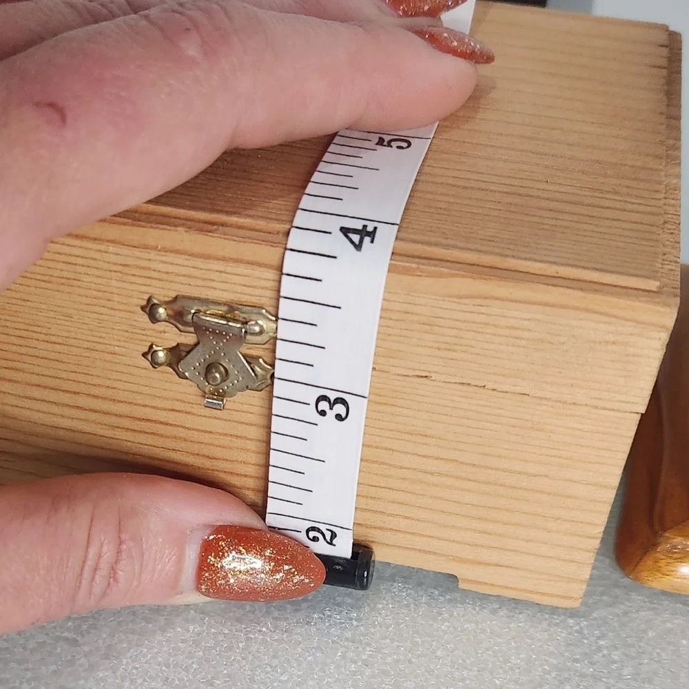 Lot 3 small wooden‎ jewelry boxes velvet lined w drawers raw wood w latch hinged